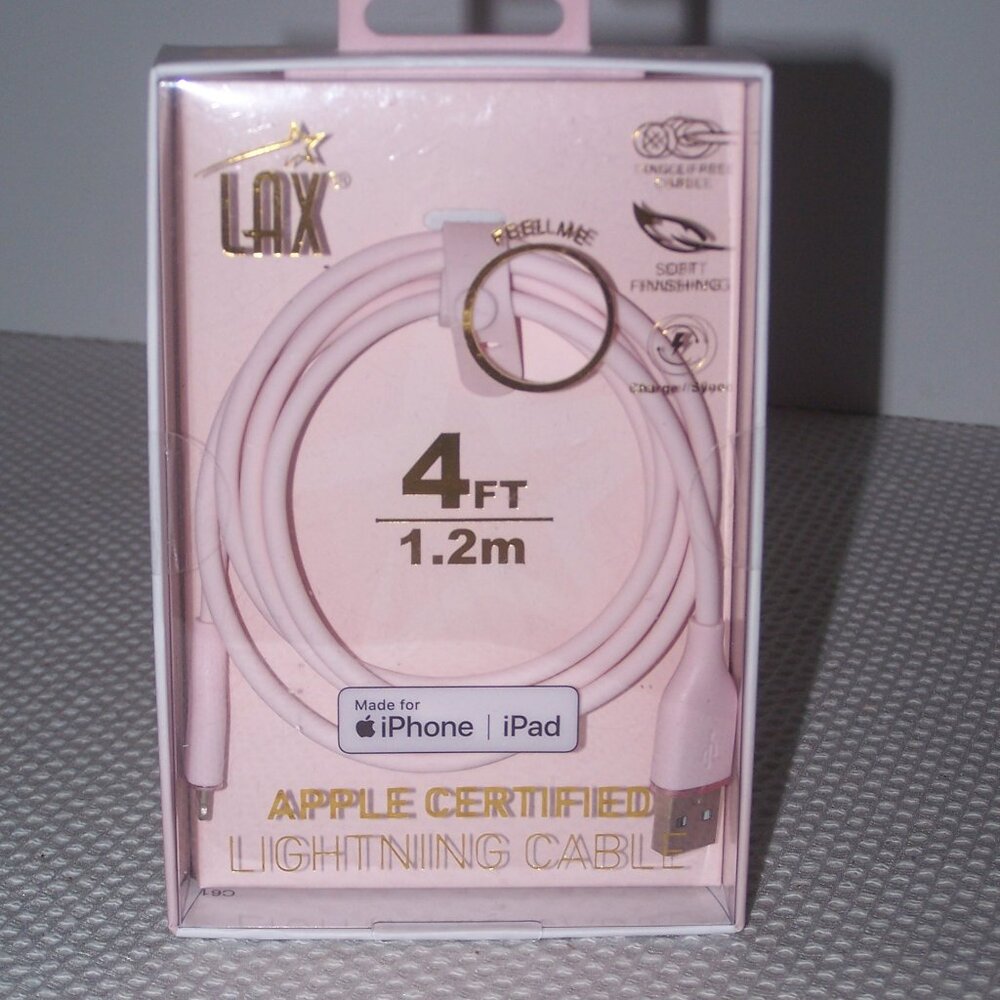 NIB LAX APPLE CERTIFIED 4' CABLE PINK